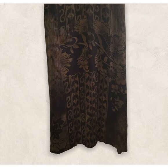 Vtg Norton McNaughton Maxi Dress Brown Floral Pleated Belted Size‎ M - Picture 6 of 13